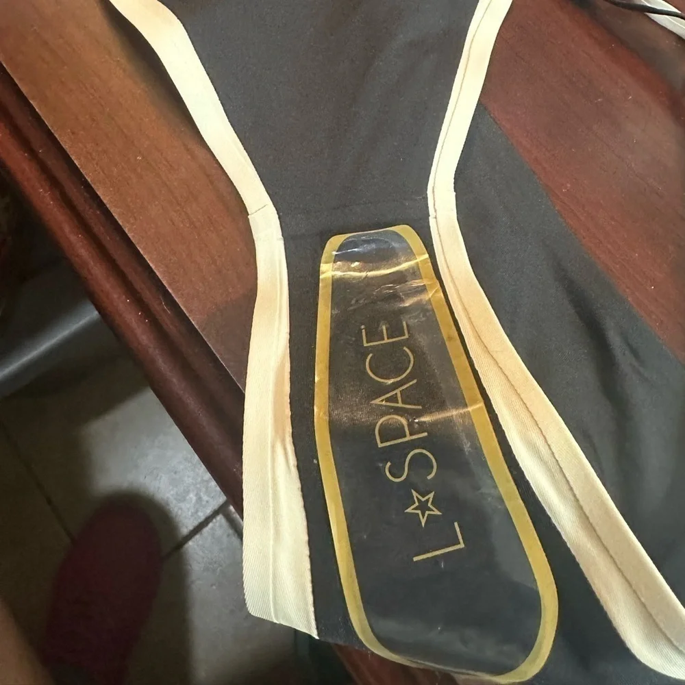 L Space Billie Bikini Bottoms Black Cream Large